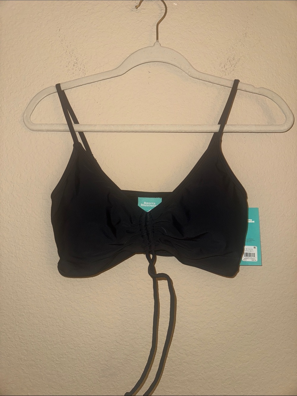 Sports Illustrated Ruched‎ Bikini Top Black Medium New with Tags
